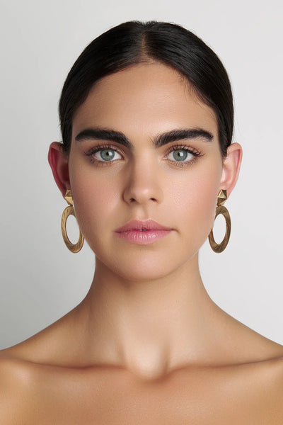 Nicole Romano - Cabato Hexagon Stud & Textured Hoop Earring - Gold