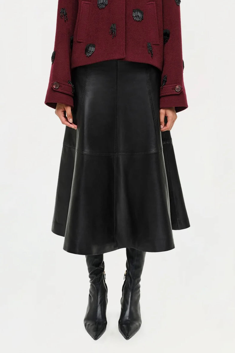 Ryma Leather Midi Skirt