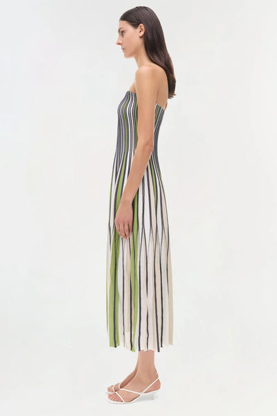 SIMKHAI - Soleil Strapless Knit Midi Dress - Kiwi Multi