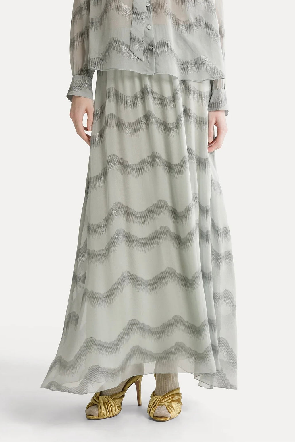 "nuages d'argent" chiffon silk long skirt