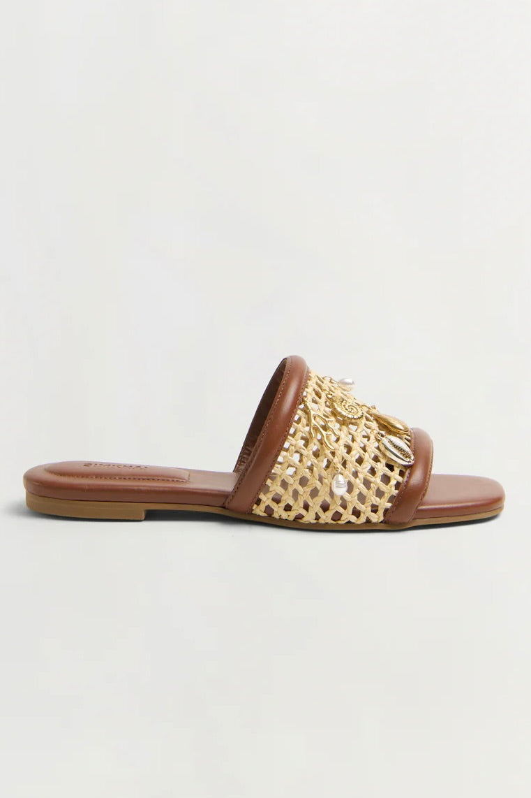 Caspian Raffia Netted Flat Sandal