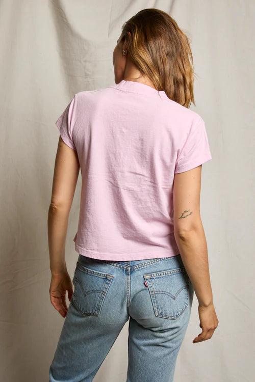 Alanis Cotton V-Neck Tee - Sugar Pink