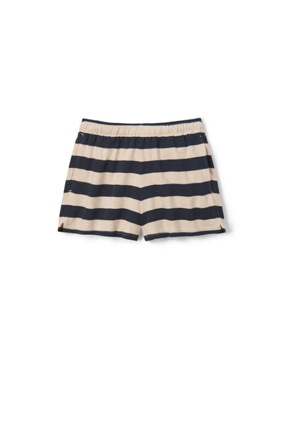 Perfect White Tee - Liz Stripe Short - Natural Navy Stripe