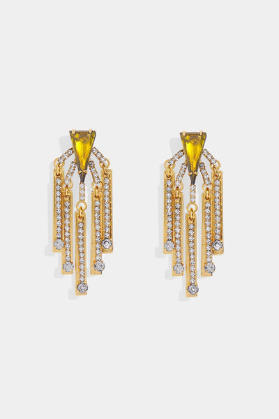 Nicole Romano - Ragetti Triangle, Crystal Burst & Fringe Earring