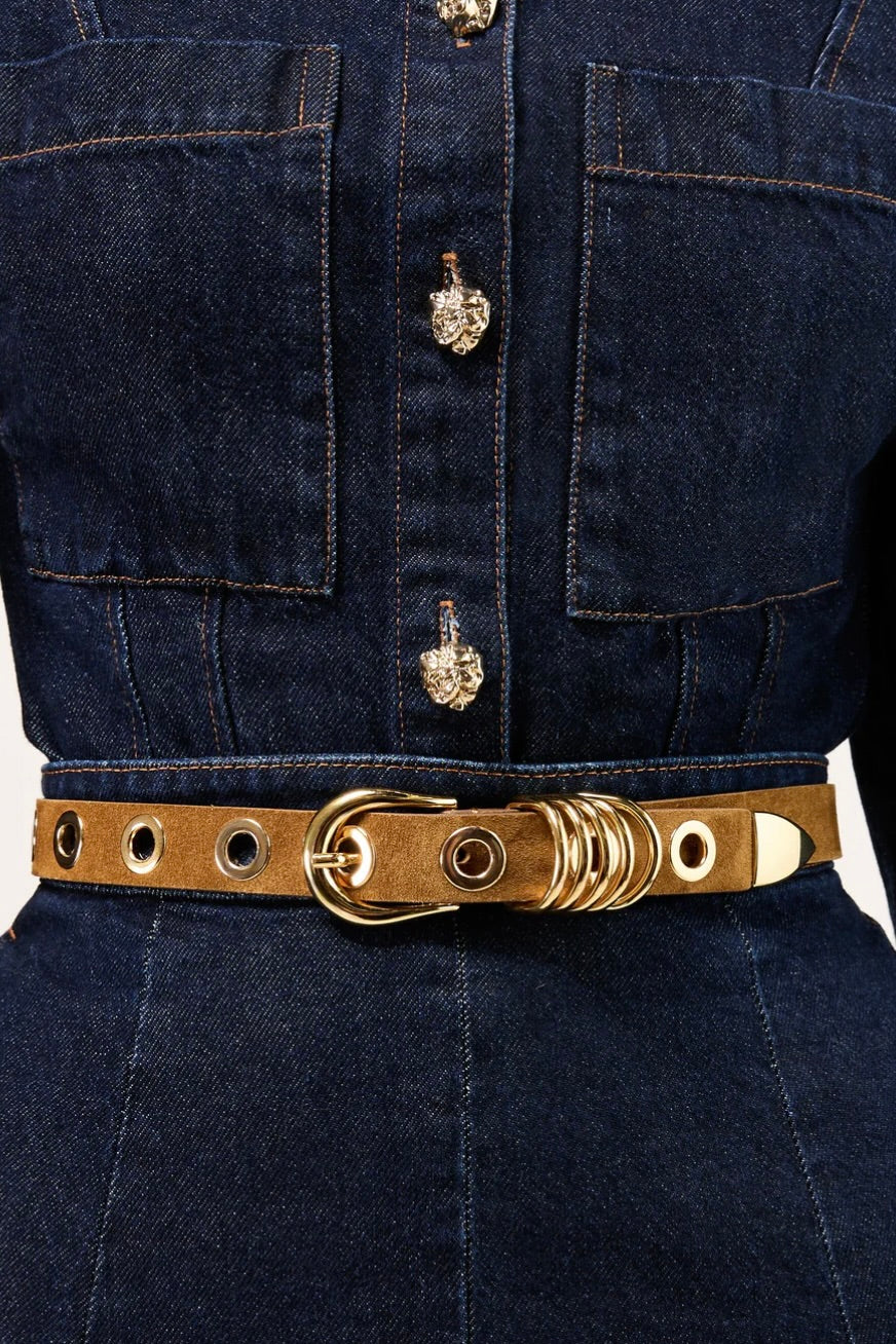 10 Rivet Belt Suede