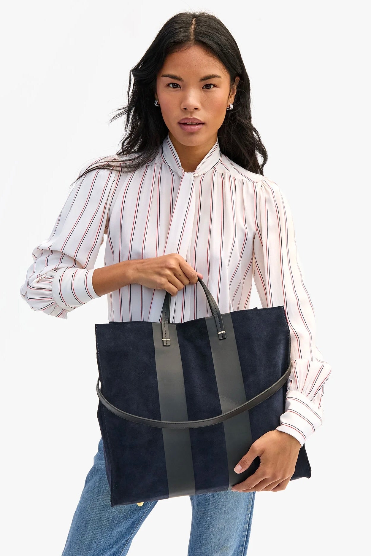 Simple Tote - Navy with Racing Stripes
