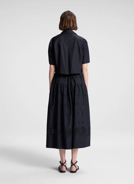A.L.C. - Jade Embroidered Cotton Top - Black