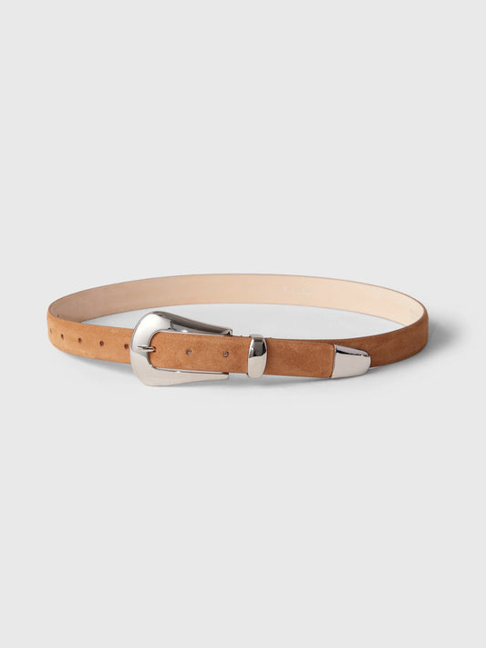 Déhanche - Colette Suede Belt - Caramel/Silver & Papyrus/Silver