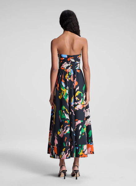 A.L.C. - Tate Strapless Printed Midi Dress - Black Multi