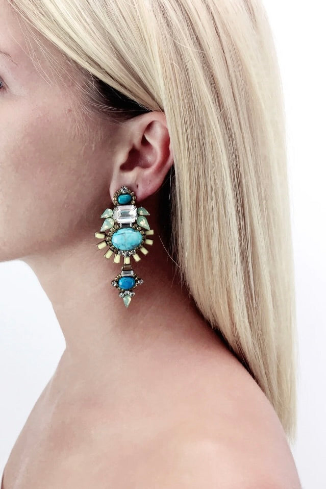 Henning Earrings - Turquoise & Yellow