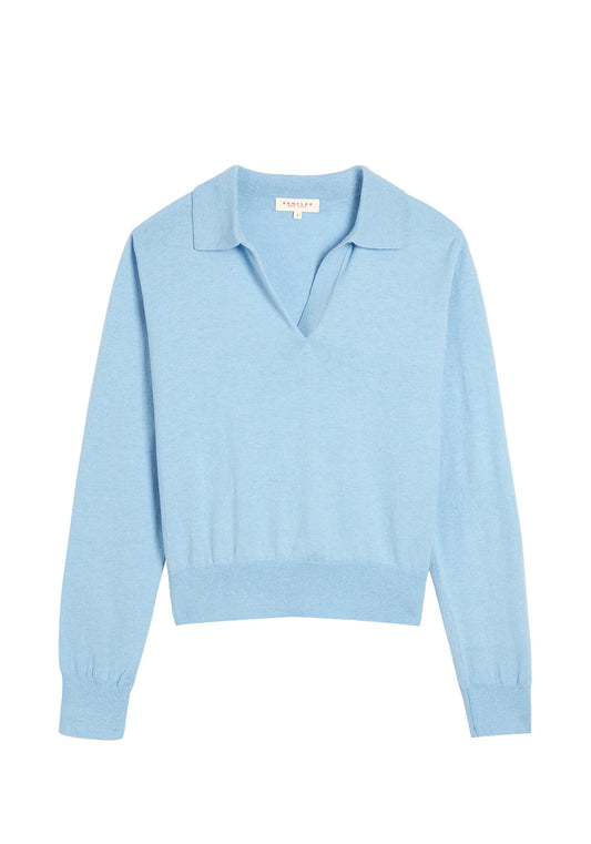 DEMYLEE - Catarina Cotton Cashmere Polo Sweater - Light Blue