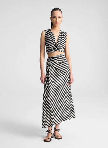 A.L.C. - Jean Gingham Midi Skirt - Black/Tan
