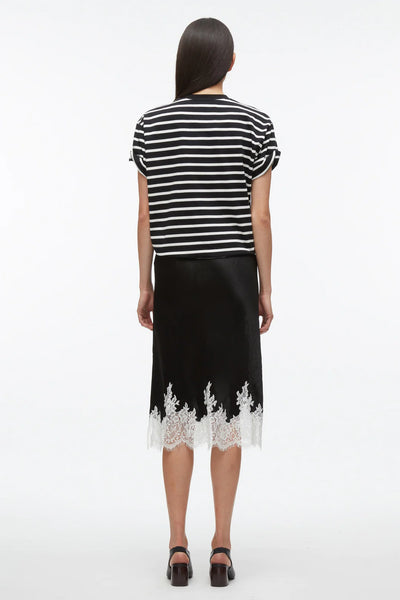 3.1 Phillip Lim - Striped Draped T-Shirt Slip Combo Dress - Black Multi Stripe
