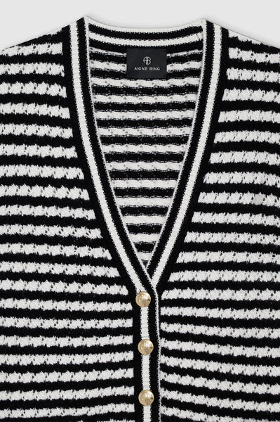 ANINE BING - Gwen Cardigan - Black and Ivory Stripe