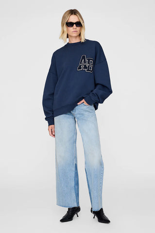ANINE BING - Miles Oversized Sweatshirt - Washed Navy