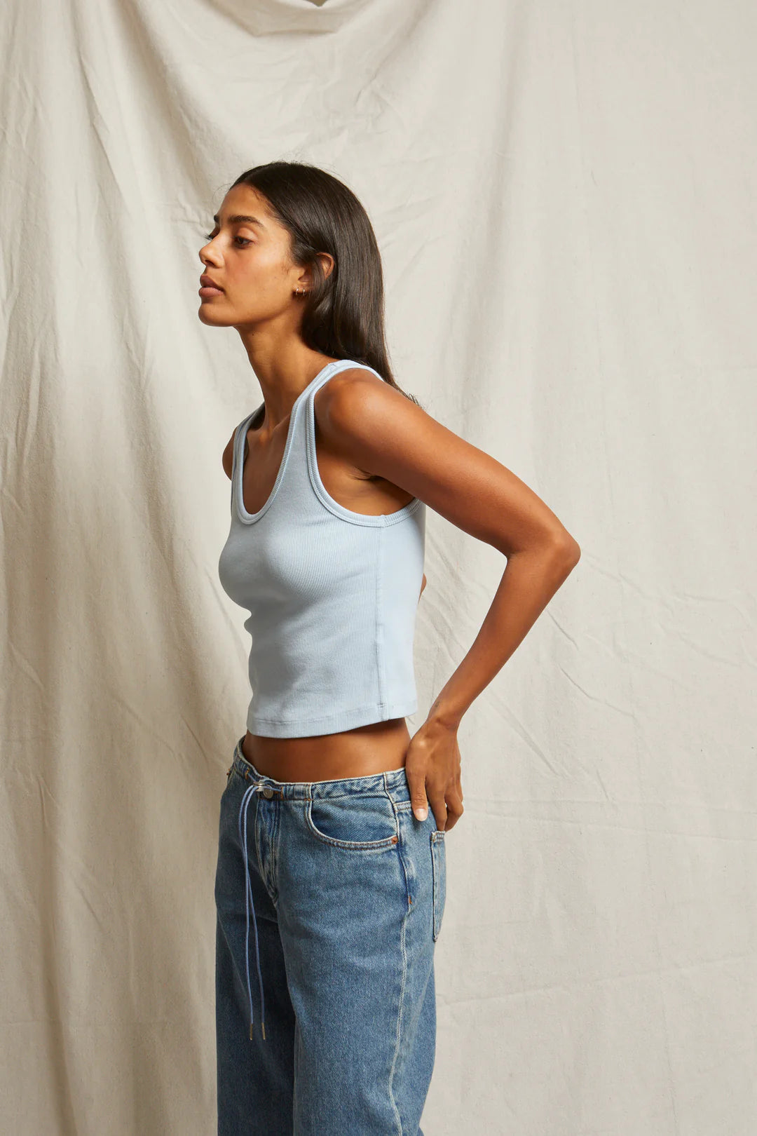 Perfect White Tee - Blondie Tank - Sky Blue