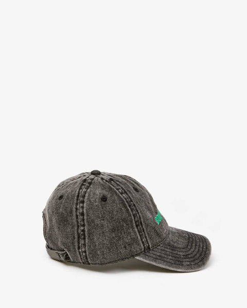 Clare V. - Baseball Hat - Faded Black Denim Embroidered Bon Vivant