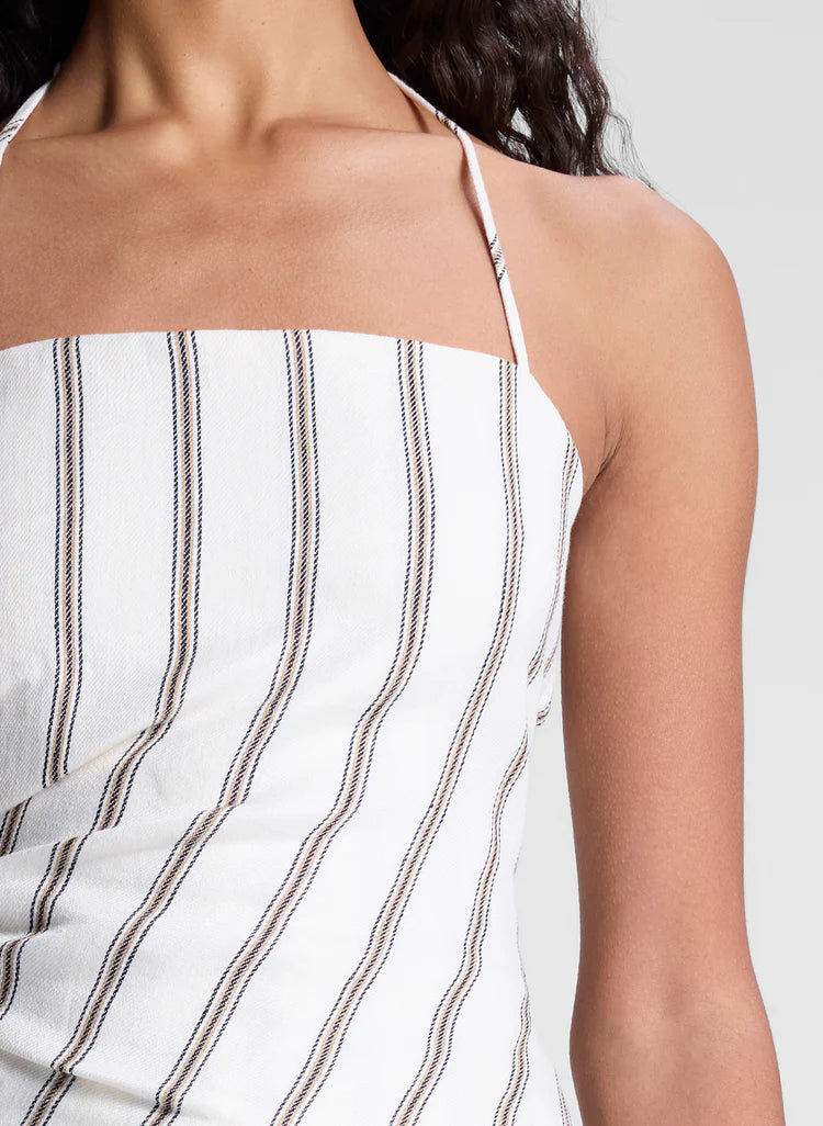 ALC - Charlotte Linen Halter Top - Cream Stripe