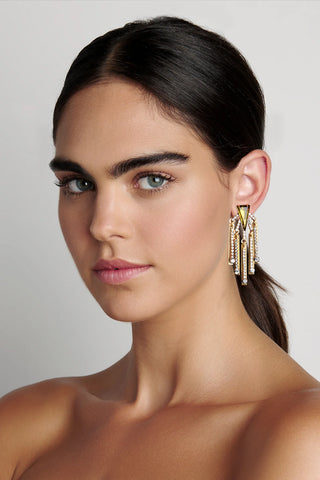 Nicole Romano - Ragetti Triangle, Crystal Burst & Fringe Earring