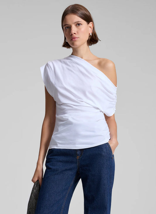 A.L.C. - Alice Cotton One Shoulder Tee - White