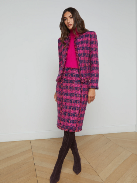 L'AGENCE - Angelina Tweed Jacket - Midnight/Acai/Ruby Tweed