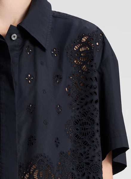 A.L.C. - Jade Embroidered Cotton Top - Black