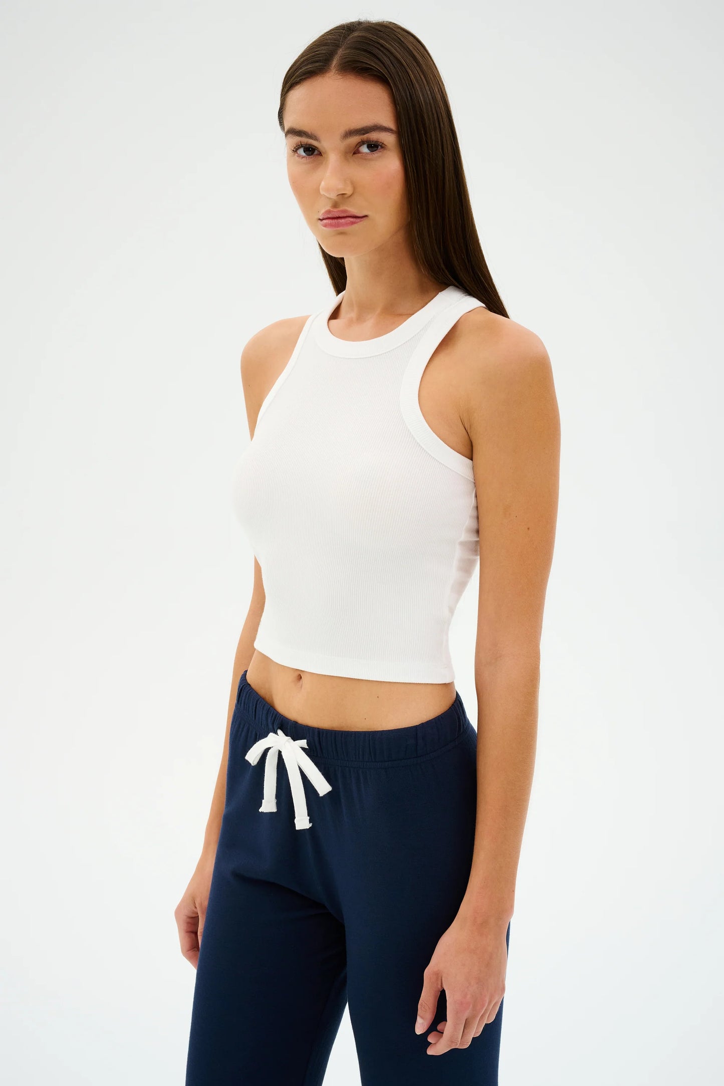 SPLITS59 - Kiki Rib Crop Tank - White