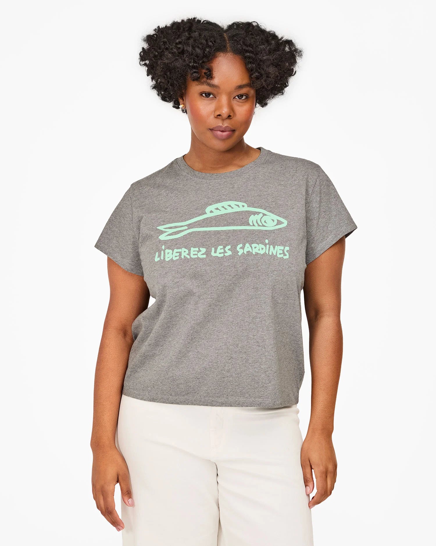 Clare V. - Classic Tee - Grey Melange w/ Mist Liberez Les Sardines