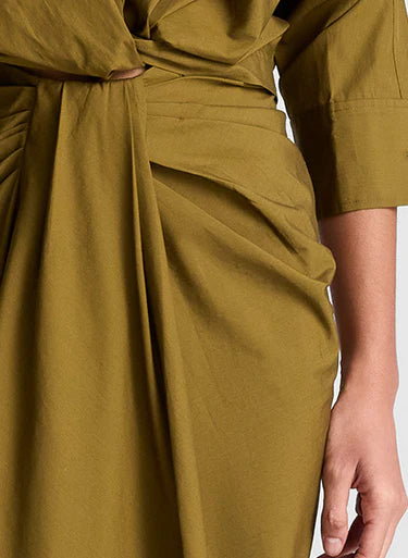 ALC - Rhodes Draped Cotton Midi Skirt - Hazel
