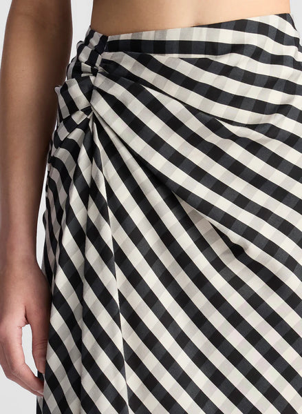 A.L.C. - Jean Gingham Midi Skirt - Black/Tan