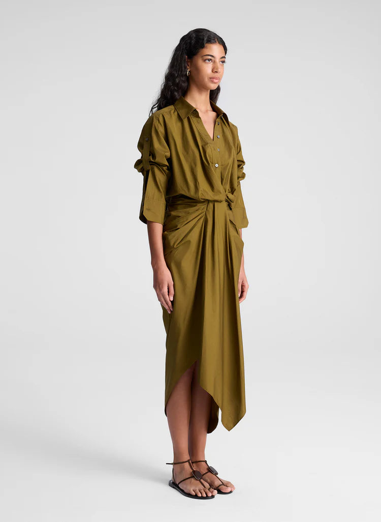 ALC - Rhodes Draped Cotton Midi Skirt - Hazel