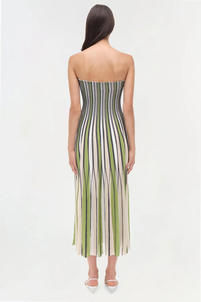 SIMKHAI - Soleil Strapless Knit Midi Dress - Kiwi Multi