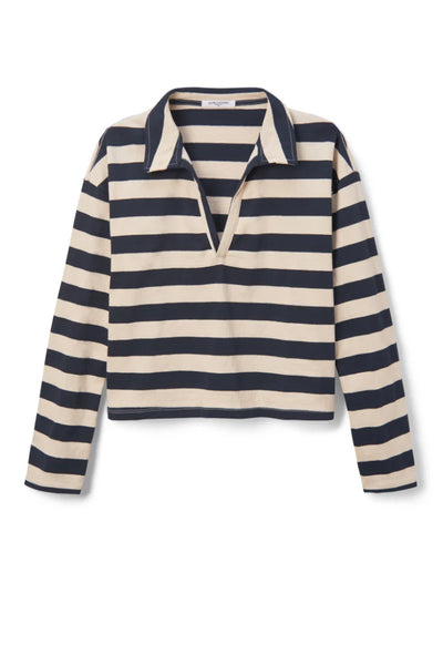 Perfect White Tee - Alison Stripe Top - Natural Navy Stripe