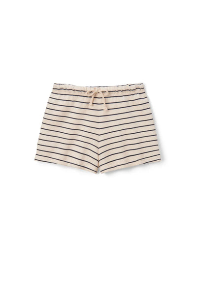 Perfect White Tee - Layla French Terry Short - Natural Night Stripe
