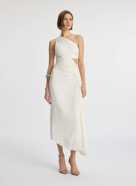 ALC - Dahlia Matte Pleated Dress - Whisper White