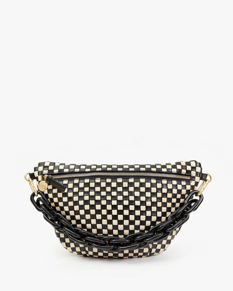 Clare V. - Grande Fanny - Black & Cream Woven Checker