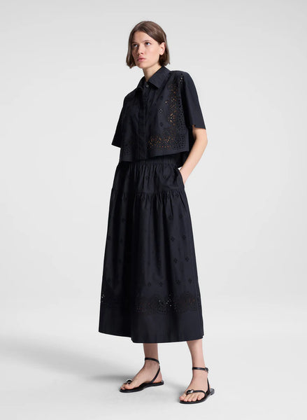 A.L.C. - Jade Embroidered Cotton Top - Black