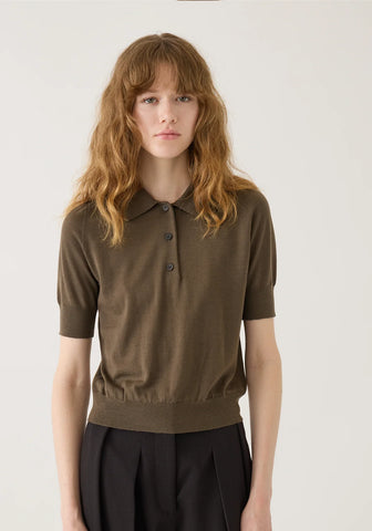 DEMYLEE - Jarvis Superfine Merino Wool Polo Top - Loden