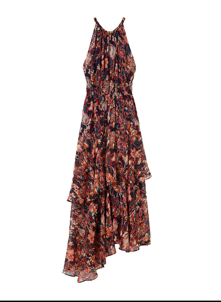 ALC - Elaine Silk Midi Dress - Port Wine Multi