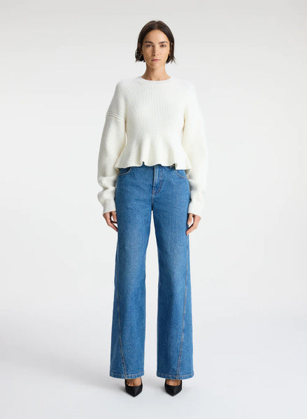 ALC - Eliza Peplum Wool Sweater - Buttercream