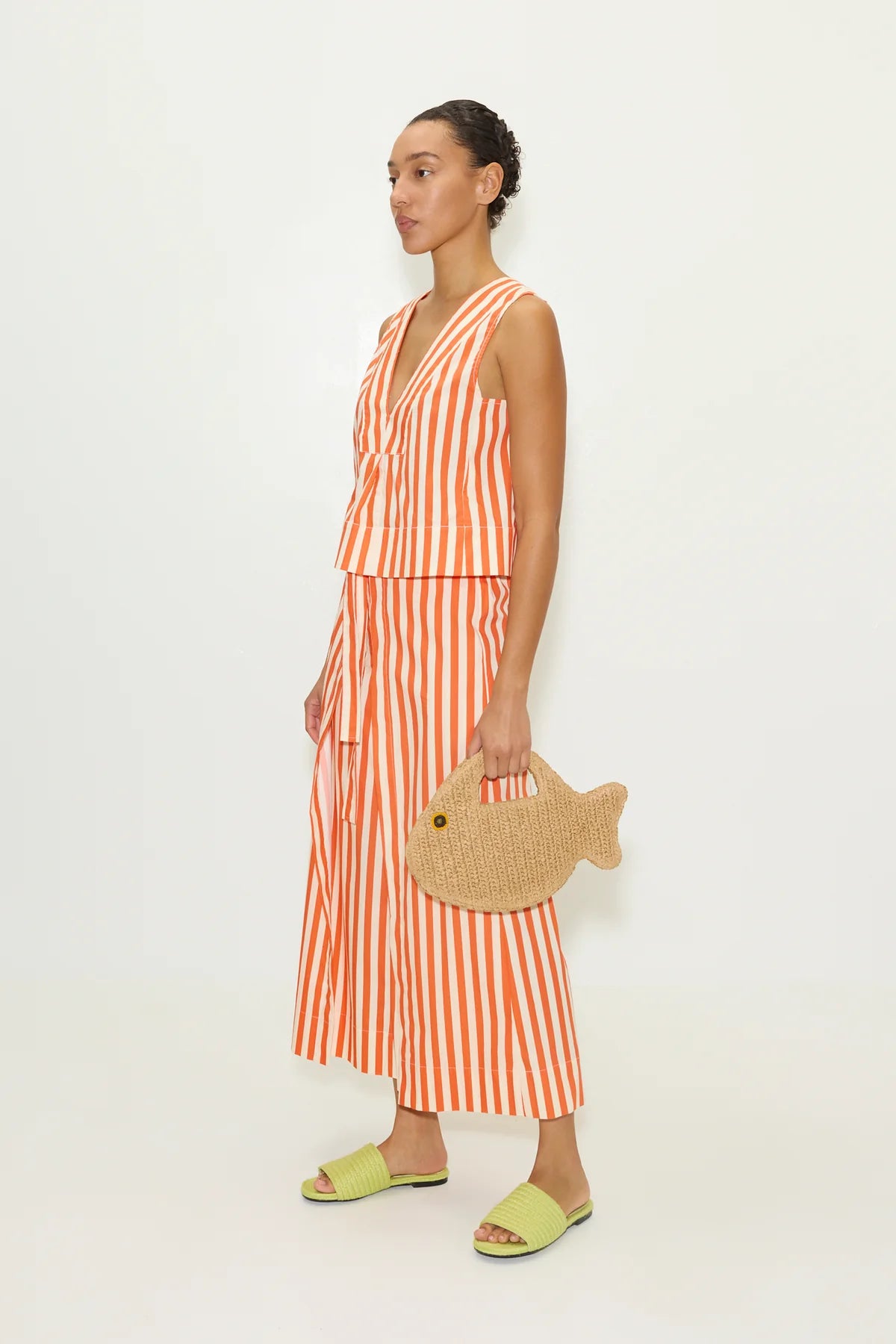 SIMONMILLER - Arro Sleeveless Poplin Top - Coral Cabana Stripe
