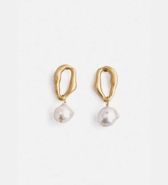 forte forte - 18k–gold–plated sculpture earrings with pearl detail