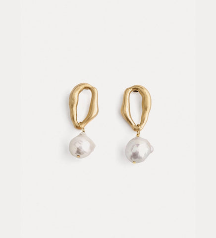 forte forte - 18k–gold–plated sculpture earrings with pearl detail