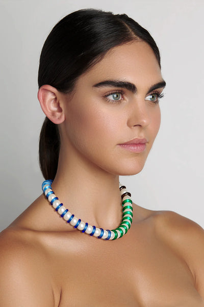 Nicole Romano - Spumoni Pearl & Colored Glass Necklace