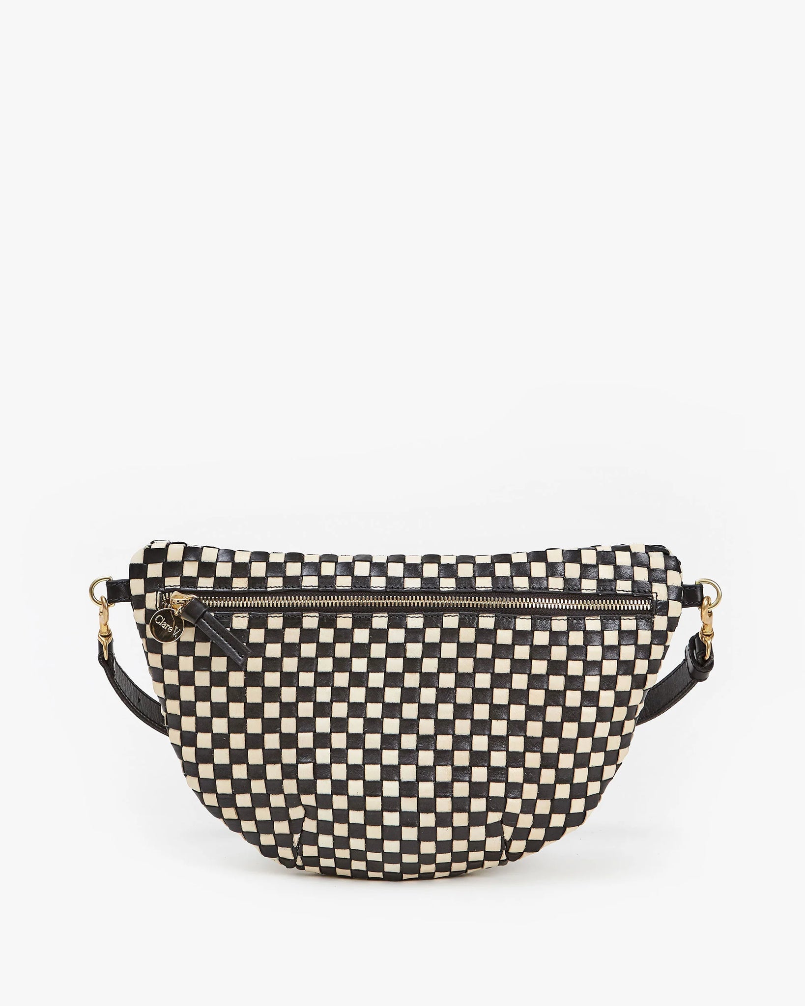 Clare V. - Grande Fanny - Black & Cream Woven Checker