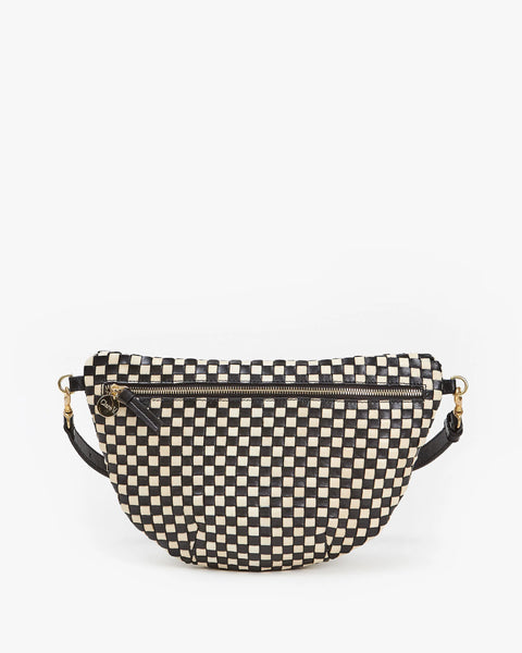 Clare V. - Grande Fanny - Black & Cream Woven Checker