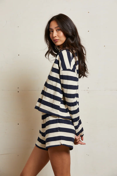 Perfect White Tee - Alison Stripe Top - Natural Navy Stripe