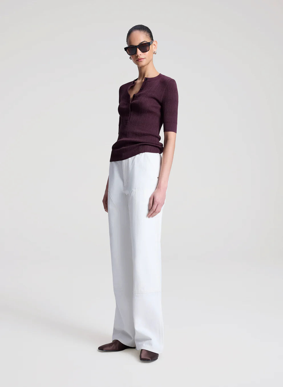 A.L.C. - Fisher Fine Cotton Knit Top - Plum