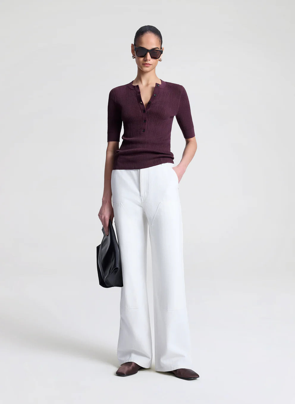 A.L.C. - Fisher Fine Cotton Knit Top - Plum