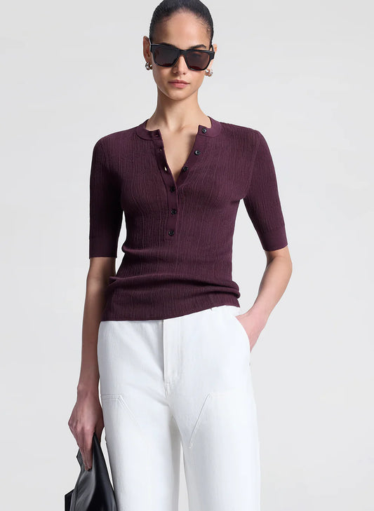 A.L.C. - Fisher Fine Cotton Knit Top - Plum